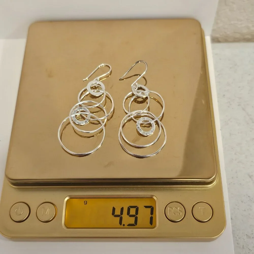 Ippolita‎ Sterling Silver Interlocking Circle Multi Ring Hammered Drop Earrings